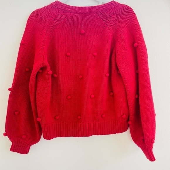 The GREAT. raspberry red Bobble cardigan crewneck sweater M Rare - Picture 7 of 9